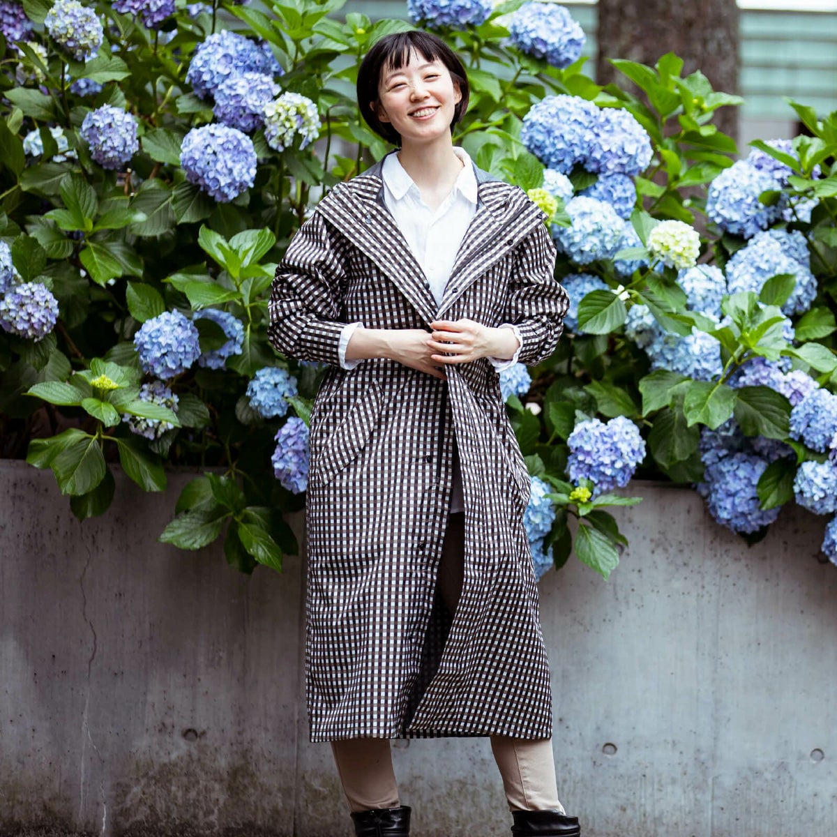 詳細：着用イメージ ［女性モデルのサイズ］身長:168cm 着用サイズ：L 着用カラー：ギンガム