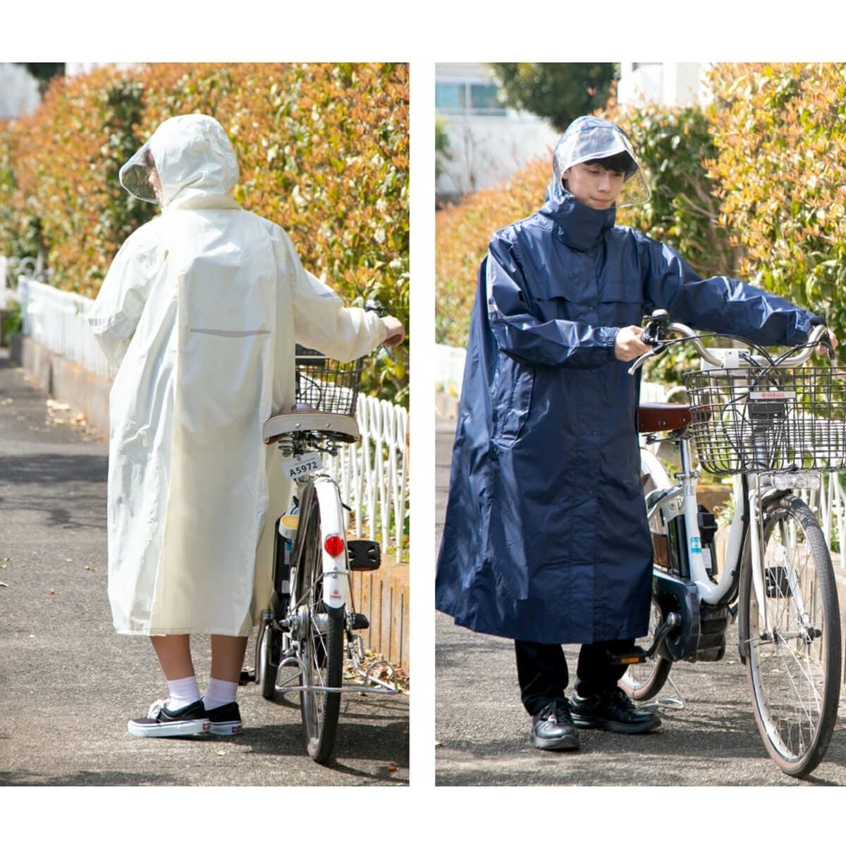 ［女子モデルのサイズ］身長:160cm 着用サイズ：115cm カラー:アイボリー ［男子モデルのサイズ］身長:161cm 着用サイズ：115cm カラー:ネイビー