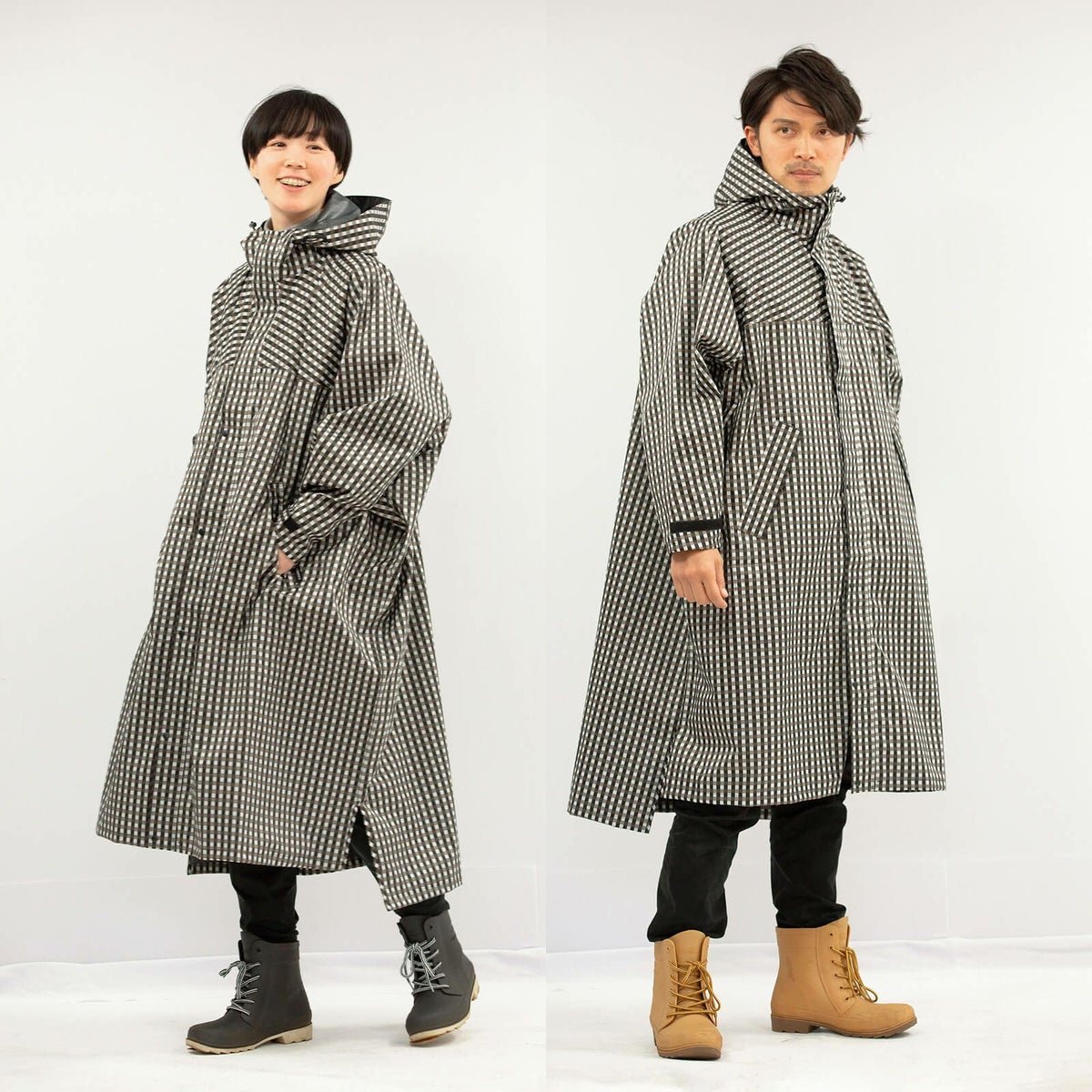 詳細：着用イメージ ［男性モデルのサイズ］身長:181cm　着用カラー：ギンガム　/［女性モデルのサイズ］身長:168cm　着用カラー：ギンガム