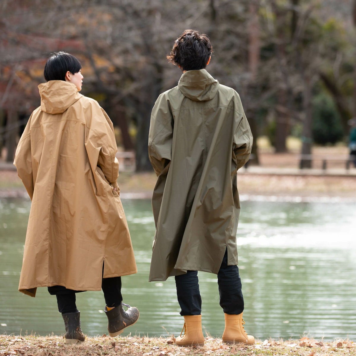 詳細：着用イメージ ［男性モデルのサイズ］身長:181cm　着用カラー：オリーブ　/［女性モデルのサイズ］身長:168cm　着用カラー：ベージュ