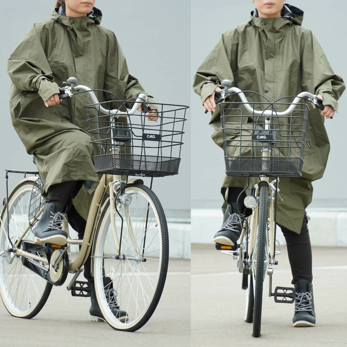 詳細：着用イメージ 自転車 ［女性モデルのサイズ］身長:166cm　着用カラー：オリーブ