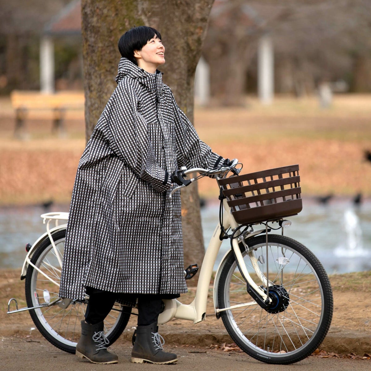 詳細：着用イメージ ［女性モデルのサイズ］身長:168cm 着用サイズ：フリーサイズ 着用カラー：ギンガム