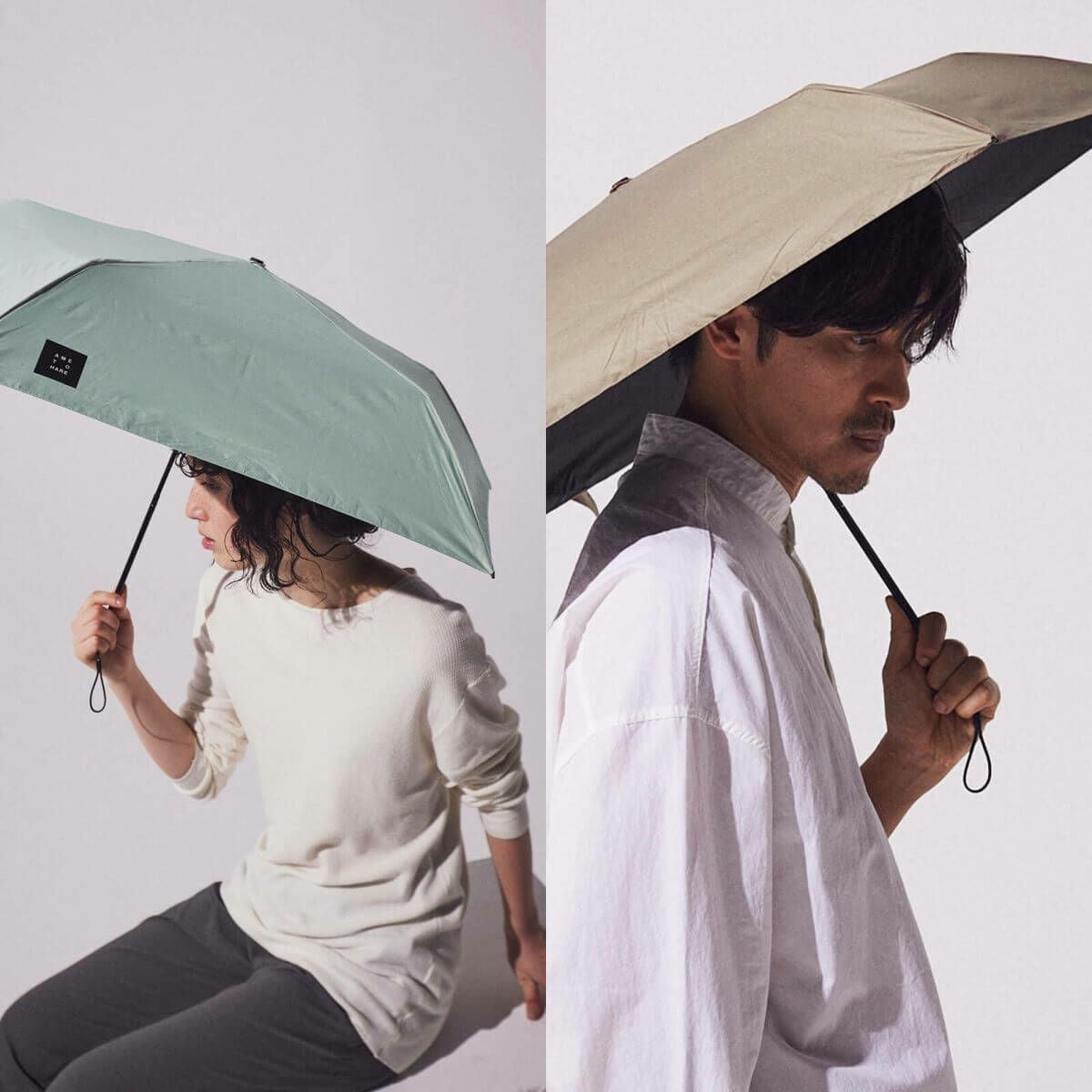 傘のカラー：グリーン（女性）／グレージュ（男性）
